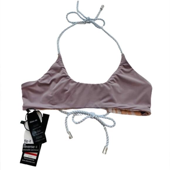Dolce Vita Bikini Swimsuit Top Cloud Pastel Reversible Halter Bikini Top Size XS - Picture 3 of 11